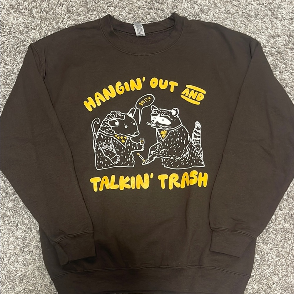 Brown Graphic Sweatshirt with Raccoon Design